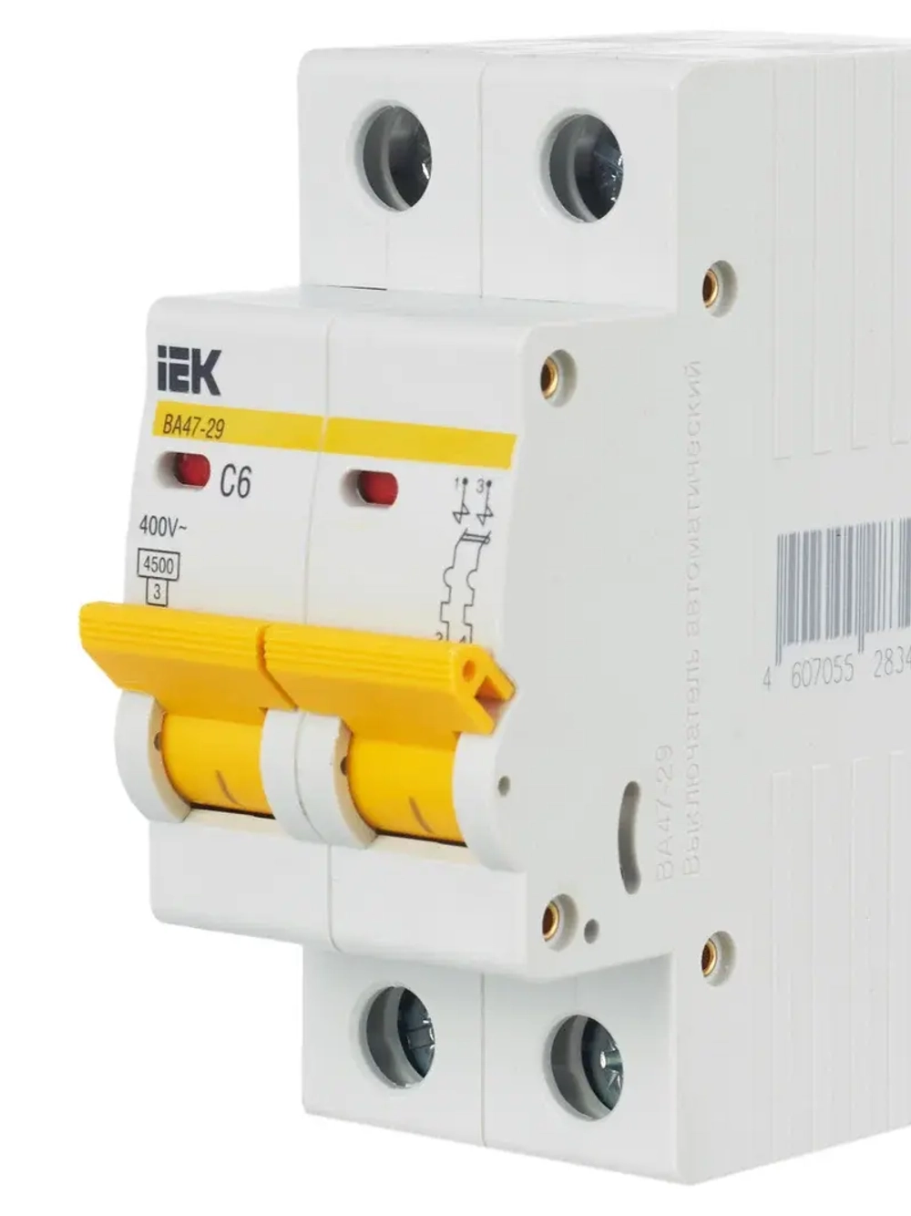 Автоматический выключатель IEK BA47-29 C, 6A, 2P, 400 V