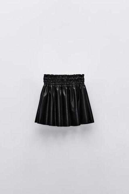ZARA ЭЛАСТИЧНАЯ ЮБКА ИЗ ИСКУССТВЕННОЙ КОЖИ, ЧЕРНЫЙ