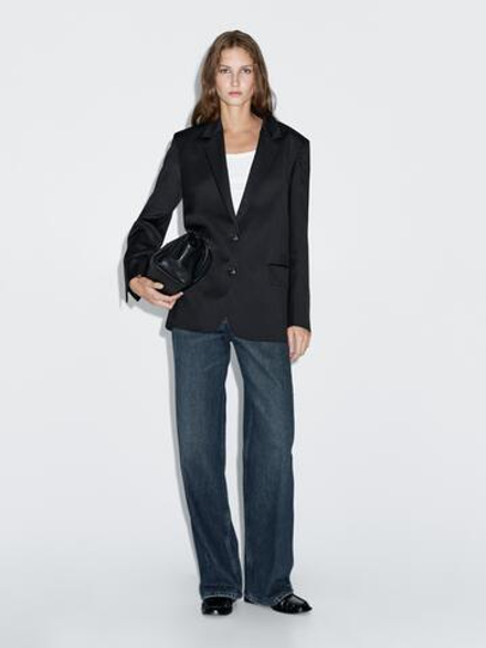 Massimo Dutti Двубортный пиджак, темно-синий