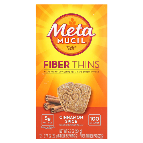 Metamucil, Fiber Thins, корица, 12 пакетиков по 22 г (0,77 унции)