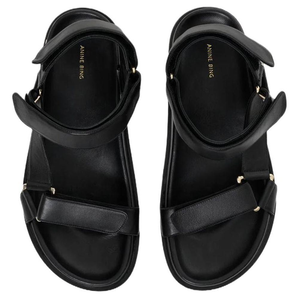 Anine Bing Jess Leather One Strap Sandals Women"s Black