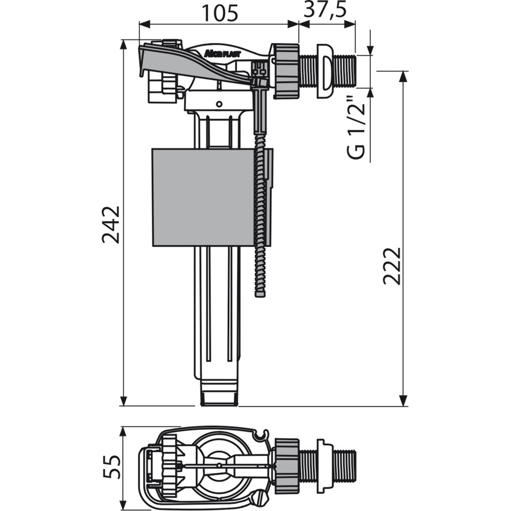 Впускной механизм боковая подводка Alcaplast 1/2" А150