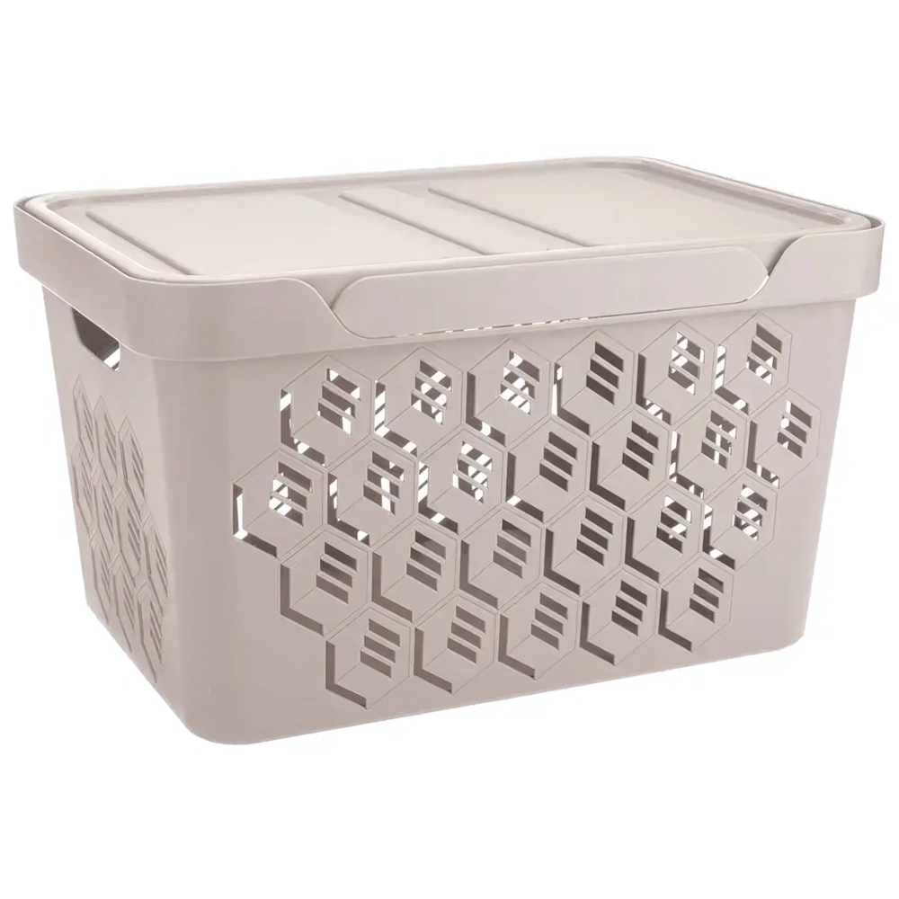 ЯЩИК С КРЫШКОЙ УНИВЕРСАЛЬНЫЙ DELUXE, 380х220 ММ, 18Л (Светло-бежевый)