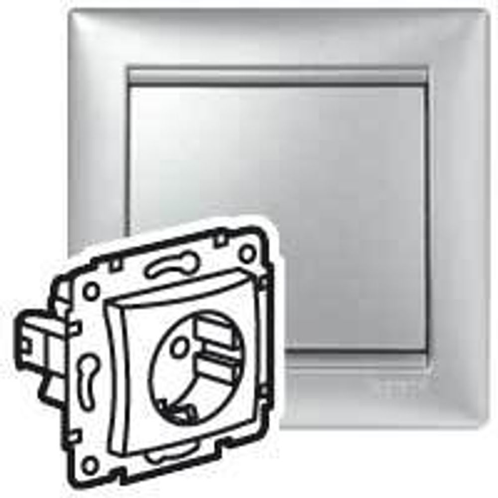 Розетка с заземлением без шторок 16А 250В алюминий Valena Classic LEGRAND