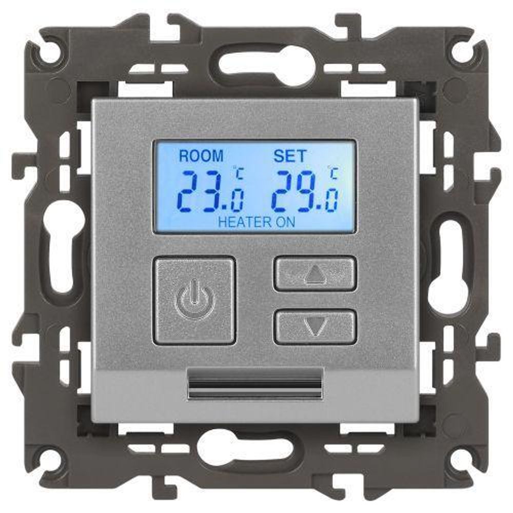 Терморегулятор универсальный 14-4111-03 230В-Imax16А Elegance алюм. ЭРА Б0034377 Терморегулятор универсальный 14-4111-03 230В-Imax16А Elegance алюм. ЭРА Б0034377