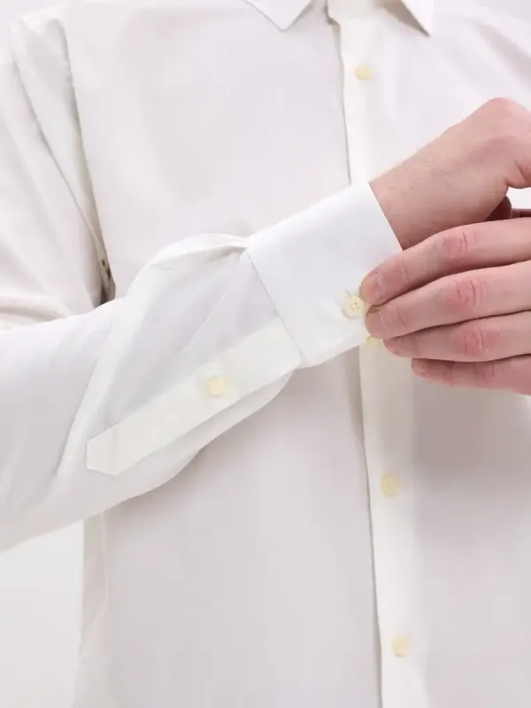 Рубашка на высокий рост LONG SLIM FIT с длинным рукавом, молочная