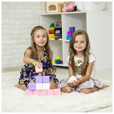 Набор цветных кубиков Соломон, 9 шт, 6 х 6 см, цвет розовый 2390628