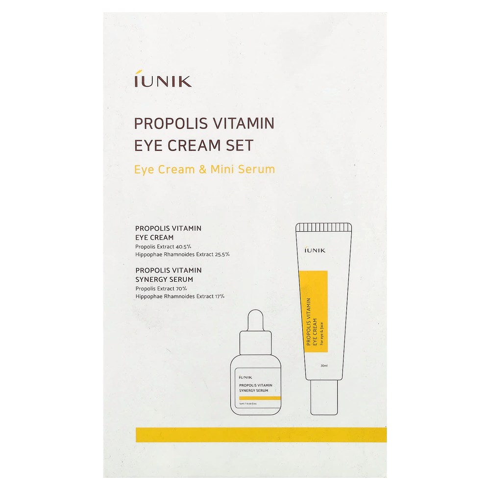 iUNIK, Витаминный крем для кожи вокруг глаз с прополисом, набор из 2 предметов