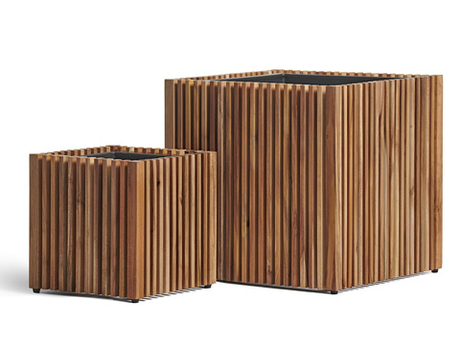 Кашпо TREEZ Effectory - Timberline - Куб - Тёмное дерево