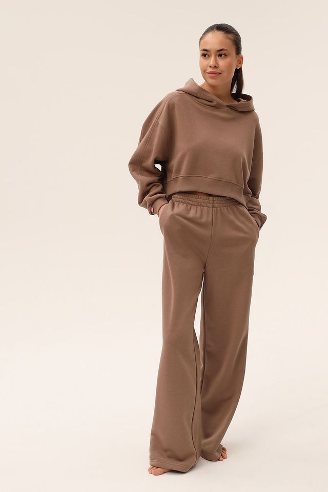 Укороченное худи цвета мокко