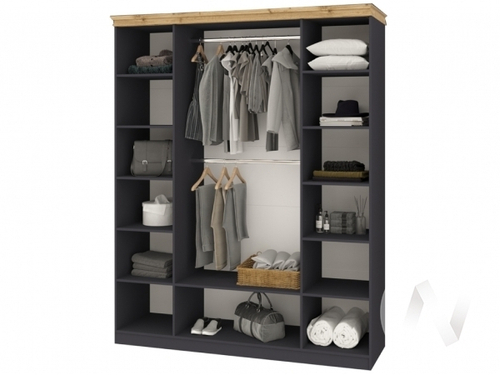 Шкаф 4-х створчатый НКМ Лиана-1 (дуб крафт золотой/графит)