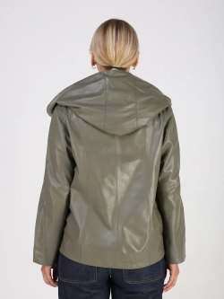 Кожаная куртка демисезонная с капюшоном