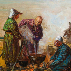 Винтаж: Картина из серии «Быт казахов XIX - начала ХХ веков»