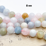 Берилл бусины, диаметр 8,5-8,7 мм, цена за 22-23 шт (1/2 нити)