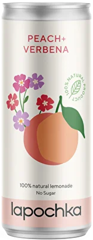 Газированный напиток Лапочка Пич Вербена / Lapochka Peach + Verbena 0.33 - банка