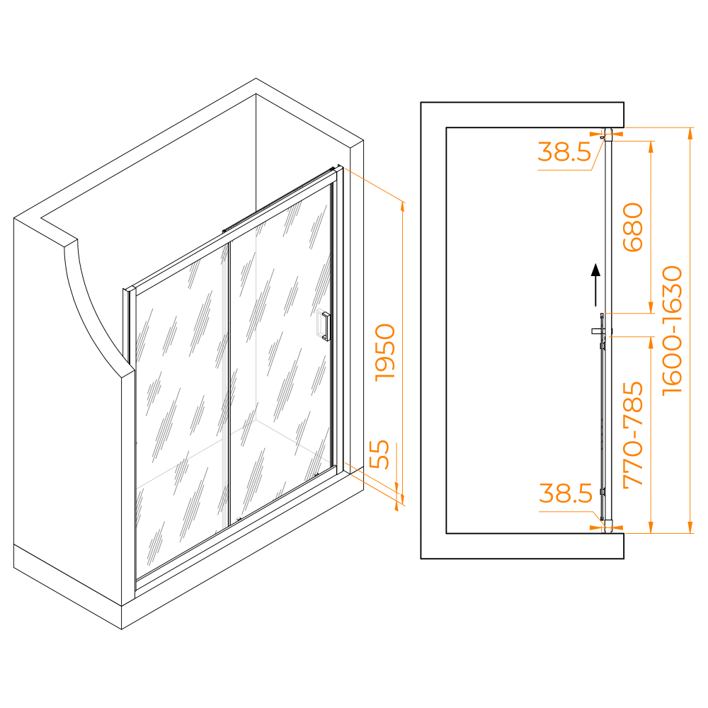 Душевая дверь RGW PA-016 (Матовое-Сатинат, 1600)
