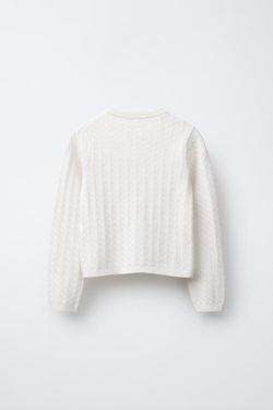 ZARA КАРДИГАН С УЗОРОМ «КОСЫ», ЭКРЮ