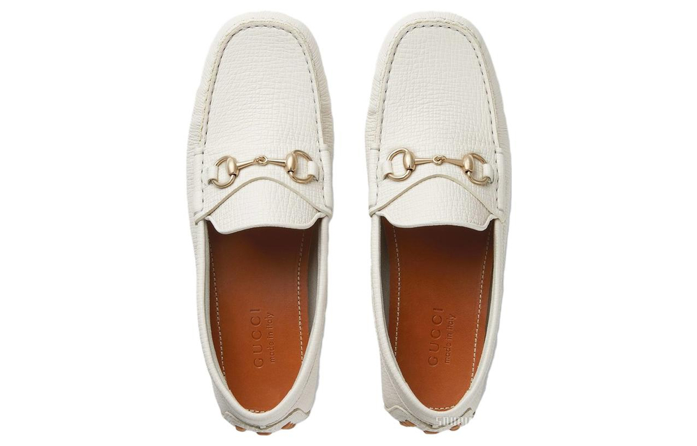 GUCCI Horsebit Gommino Loafers Men"s White
