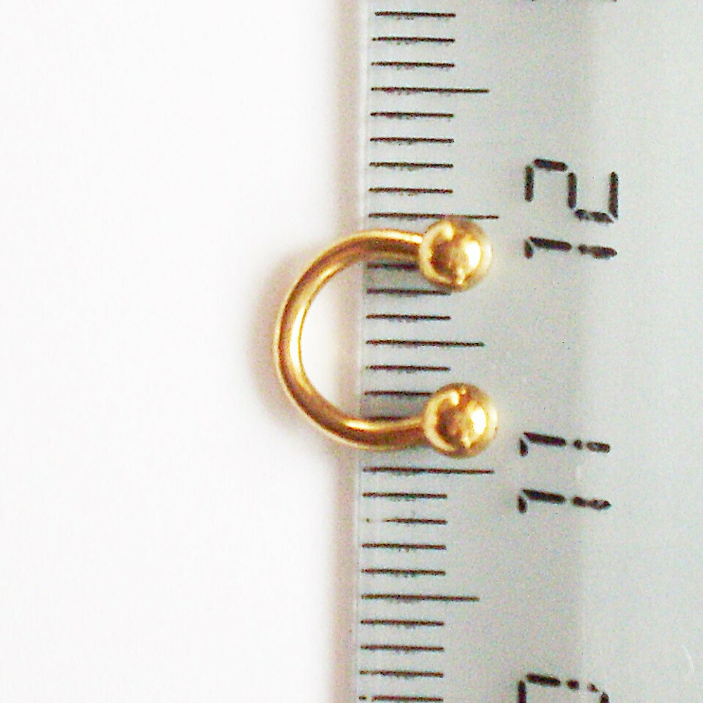 Подкова для пирсинга диаметр 6 мм, с шариками 3 мм, толщиной 1,2 мм. Медицинская сталь, золотое анодирование