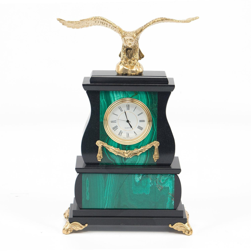 Часы "Орел" малахит бронза 150х75х250 мм 1500 гр.  R116624