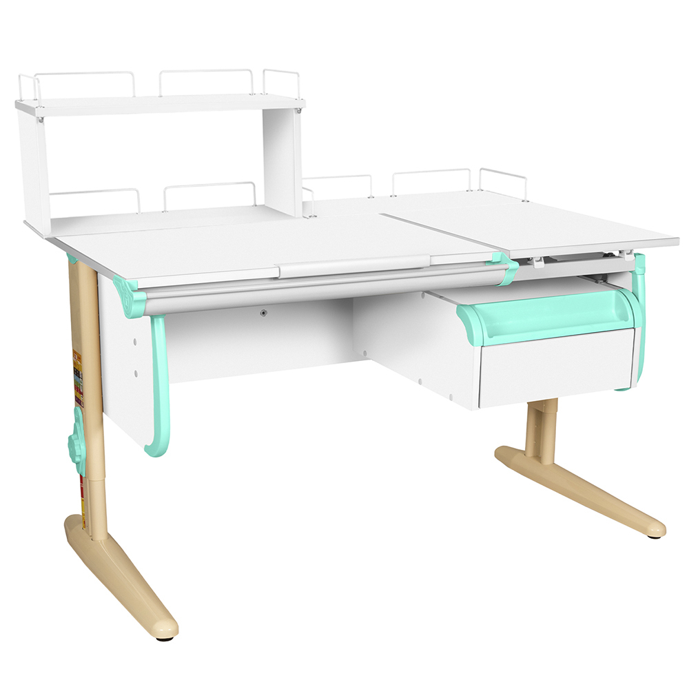 Растущая парта СУТ 25 с задними полками СУТ.15.210 и СУТ.15.240 и навесной тумбой (1200×880 мм)