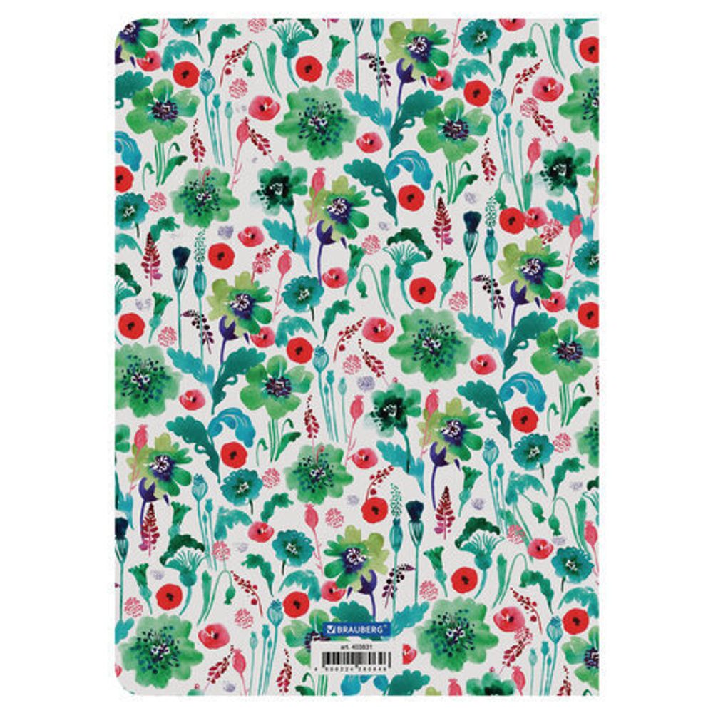 Тетрадь 60 л. без линовки обложка SoftTouch, бежевая бумага 70 г/м2, сшивка, В5 (179х250 мм), ЯГОДЫ, BRAUBERG, 403831