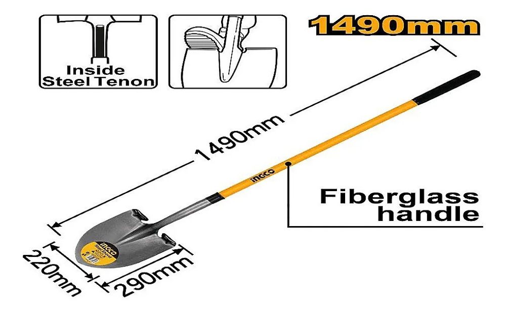 Лопата штыковая INGCO HSSLH2214 INDUSTRIAL 1490 мм