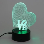 Светильник ночник «3D-LOVE» на пластиковой подставке, с включателем USB