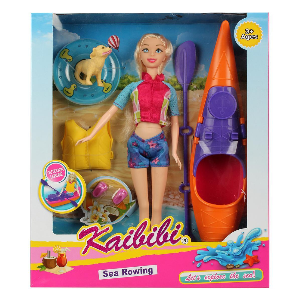 Кукла тип Модель с аксесс. для плавания на байдарке, в/к 27,5*32,3*5,5 см.