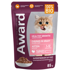 Award Healthy growth для котят от 1 месяца кусочки в соусе с индейкой 85гр.