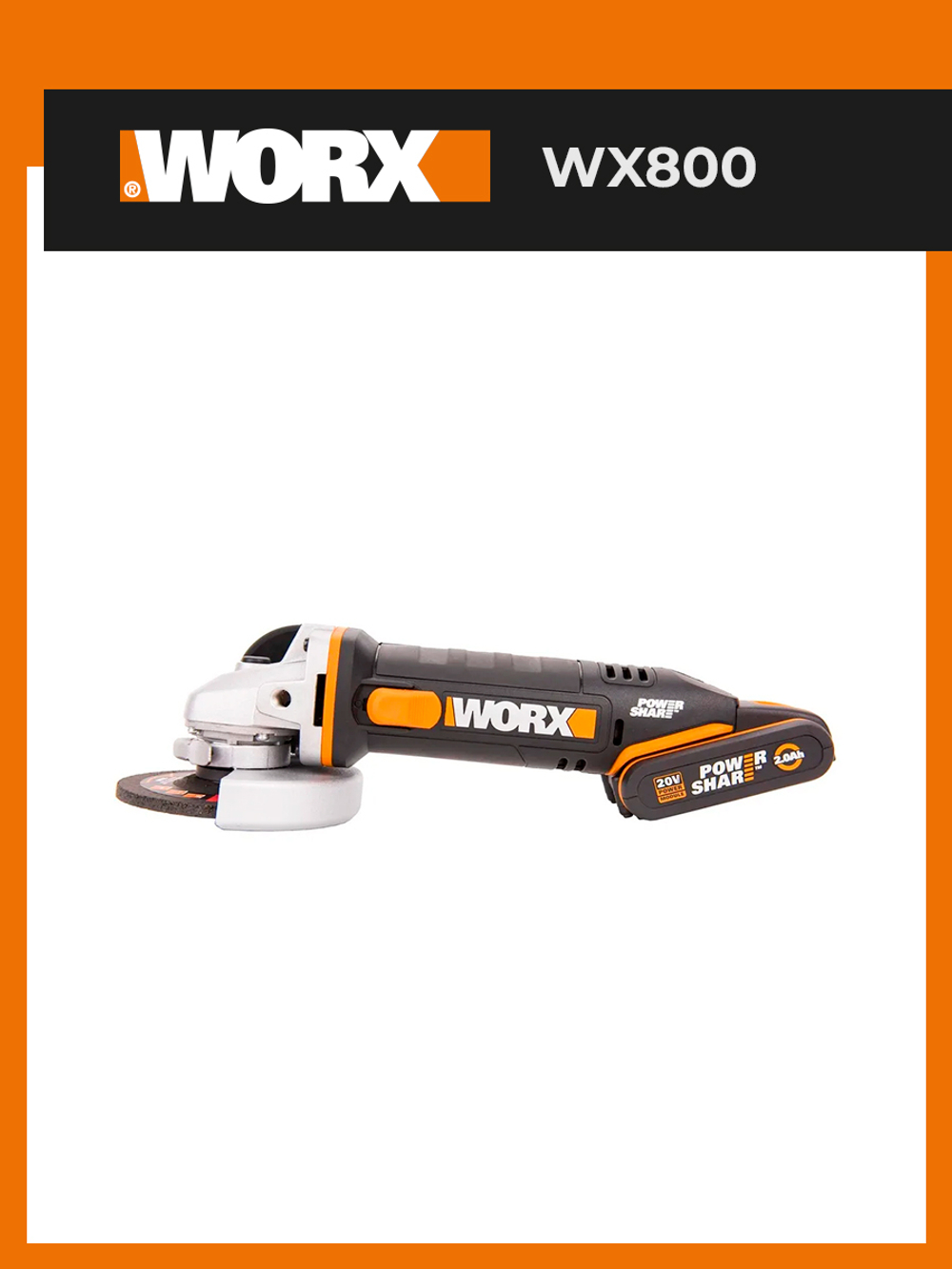 Угловая шлифмашина аккумуляторная WORX WX800