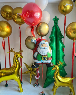 Набор воздушных шаров. шары на новый год, олень, ёлка, дед мороз №2134