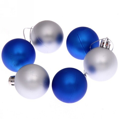 Новогодние шары 4 см (набор 6 шт) «Матовый», микс (серебро/синий)