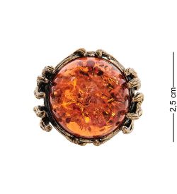 AM-2436 Кольцо «Дерево жизни» (латунь, янтарь)