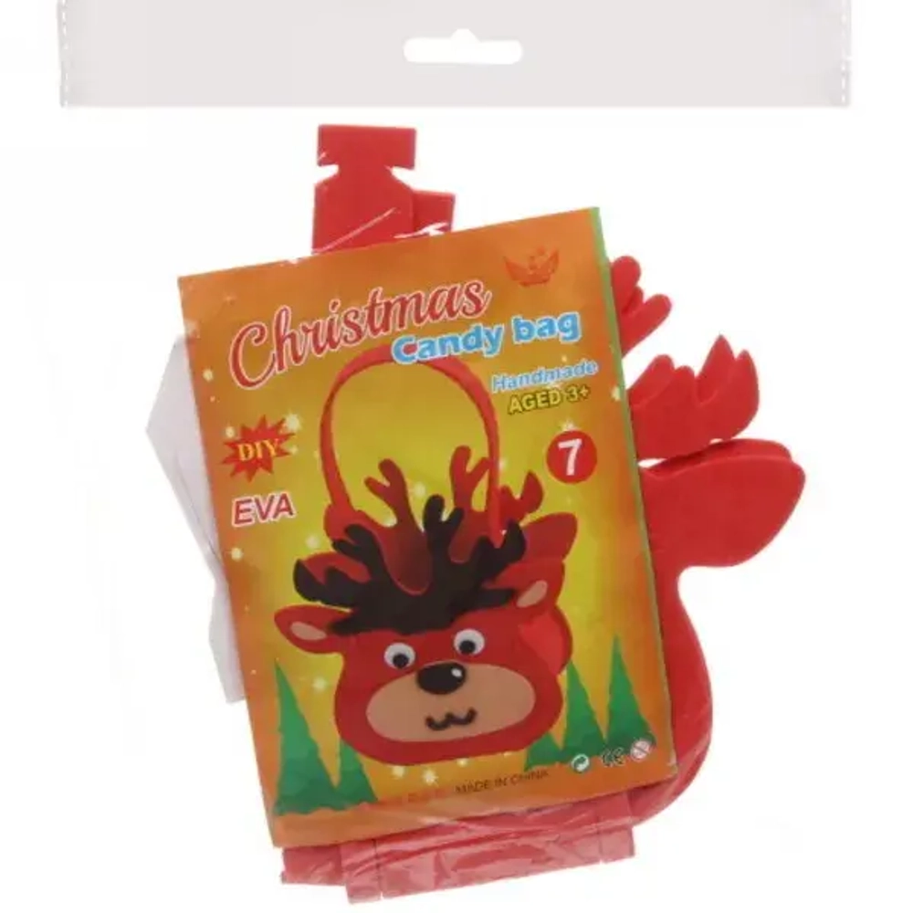 Сумочка детская складная новогодняя «Ультрамарин- Оленёнок», 9*6,5 см дно сумки, 15 см без ручки