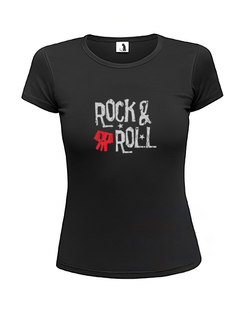 Футболка Rock and roll женская приталенная черная