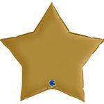 Шар (18''/46 см) Звезда, Золото, Сатин, 1 шт.