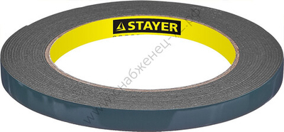 STAYER 9 мм, 5 м черная, на вспененной основе, Двухсторонняя клейкая лента, PROFESSIONAL (12233-09-05)