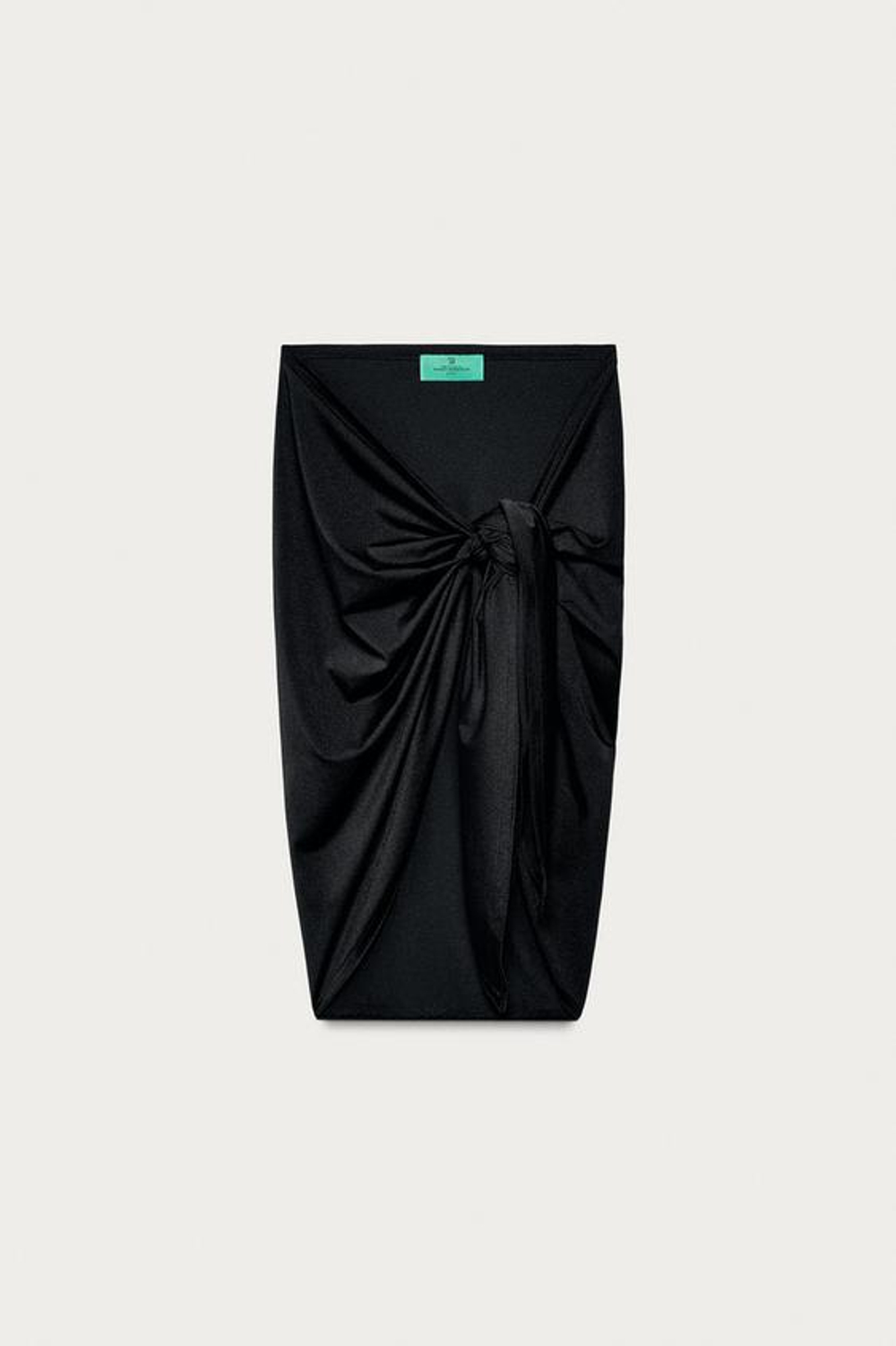 ZARA X MARISA BERENSON ОДНОТОННАЯ ЮБКА-ПАРЕО ИЗ СМЕСИ ПОЛИАМИДА, ЧЕРНЫЙ