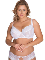 Кружевной бюстгальтер plus size на косточках с боковыми поддержками (Размер: 95F) (Цвет: белый)