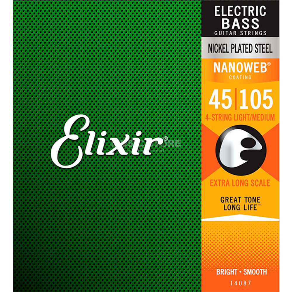 Струны для бас-гитар Elixir 14087 NanoWeb Medium 45-105