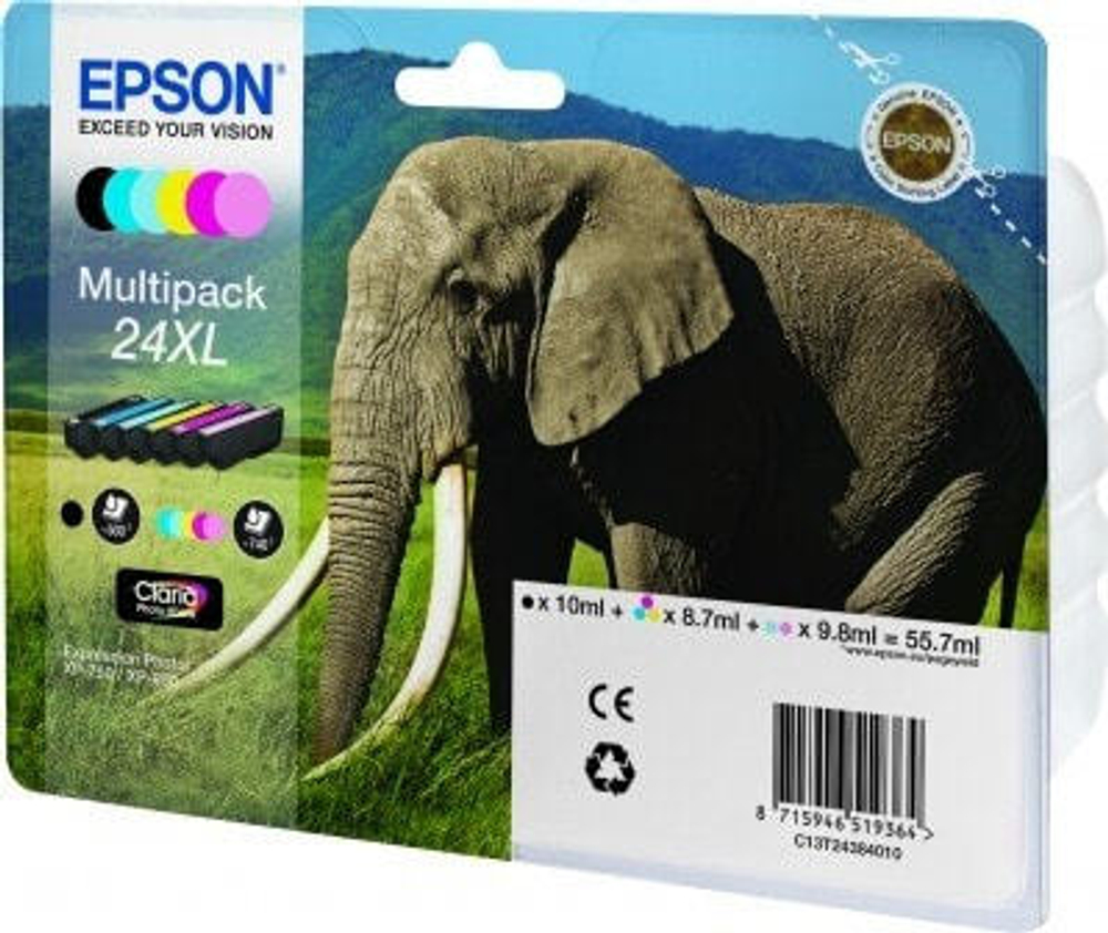 Epson Elephant C13T24384010 струйный картридж Подлинный Черный, Голубой, Светло-голубой, Светлая маджента, Пурпурный, Желтый 1 шт
