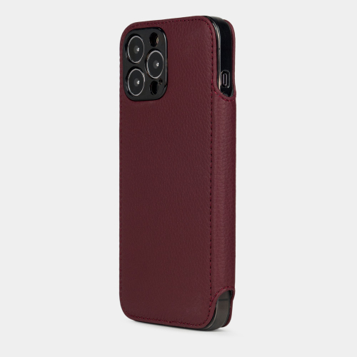 Чехол для iPhone 15 Pro Max из кожи теленка, бордового цвета