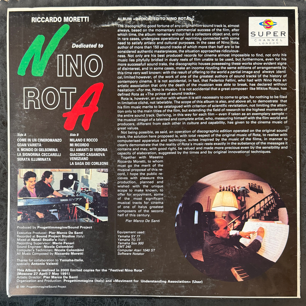 Riccardo Moretti ‎– Dedicated To Nino Rota (Италия 1991г.) Т