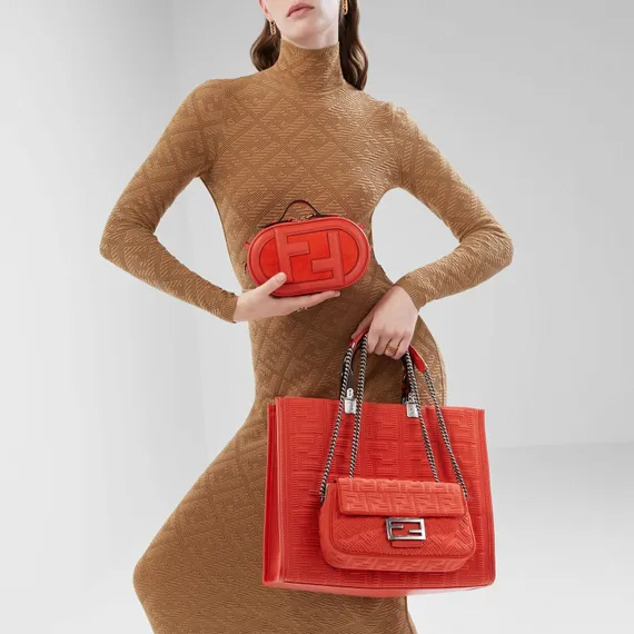 Сумка Fendi Baguette из ткани с логотипом Ff красный