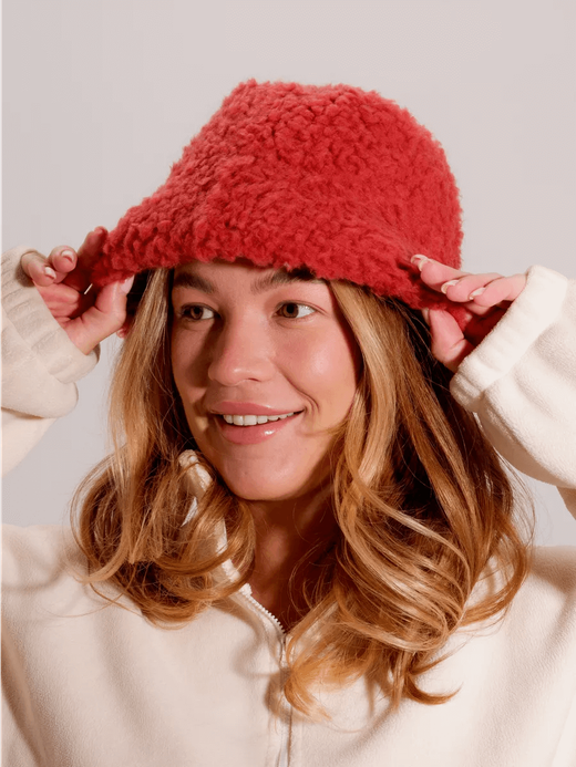 Панама на зиму из шерсти, красная, SilverFox