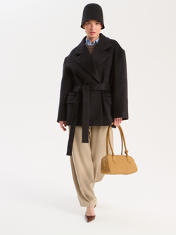 Полупальто ворсовое с поясом