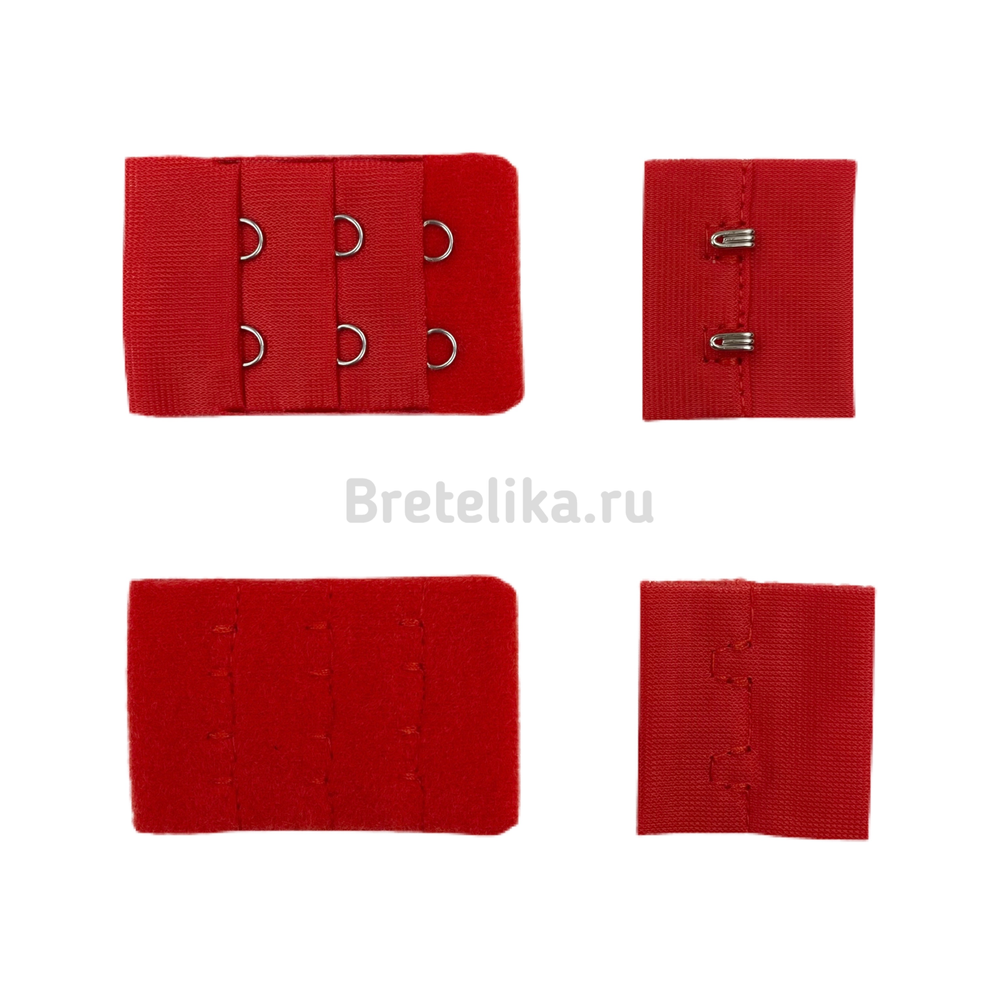 Застежка тканевая, 32 мм, 3*2, красная