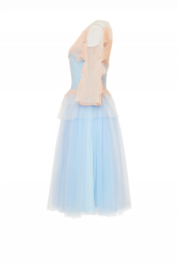 Кружевное платье с баской и пышной юбкой 33 -18SS