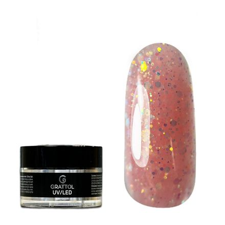 Grattol Gel Opal 12 - Гель нежно-розовый с блестками, 15мл